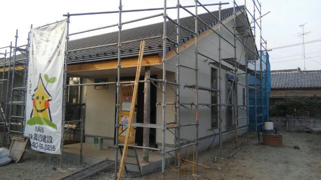 そして、外部のタイル下地サイディングもそろそろ終わりそうです。