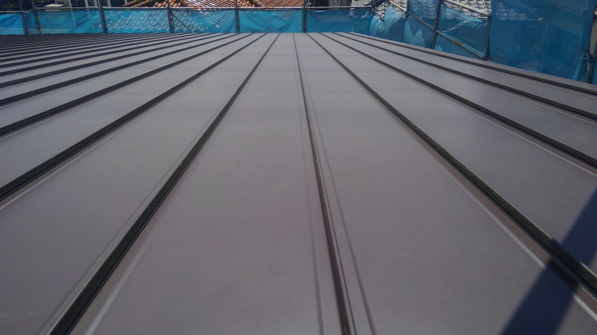 タテハゼ屋根、まっすぐキレイにしあがりました。